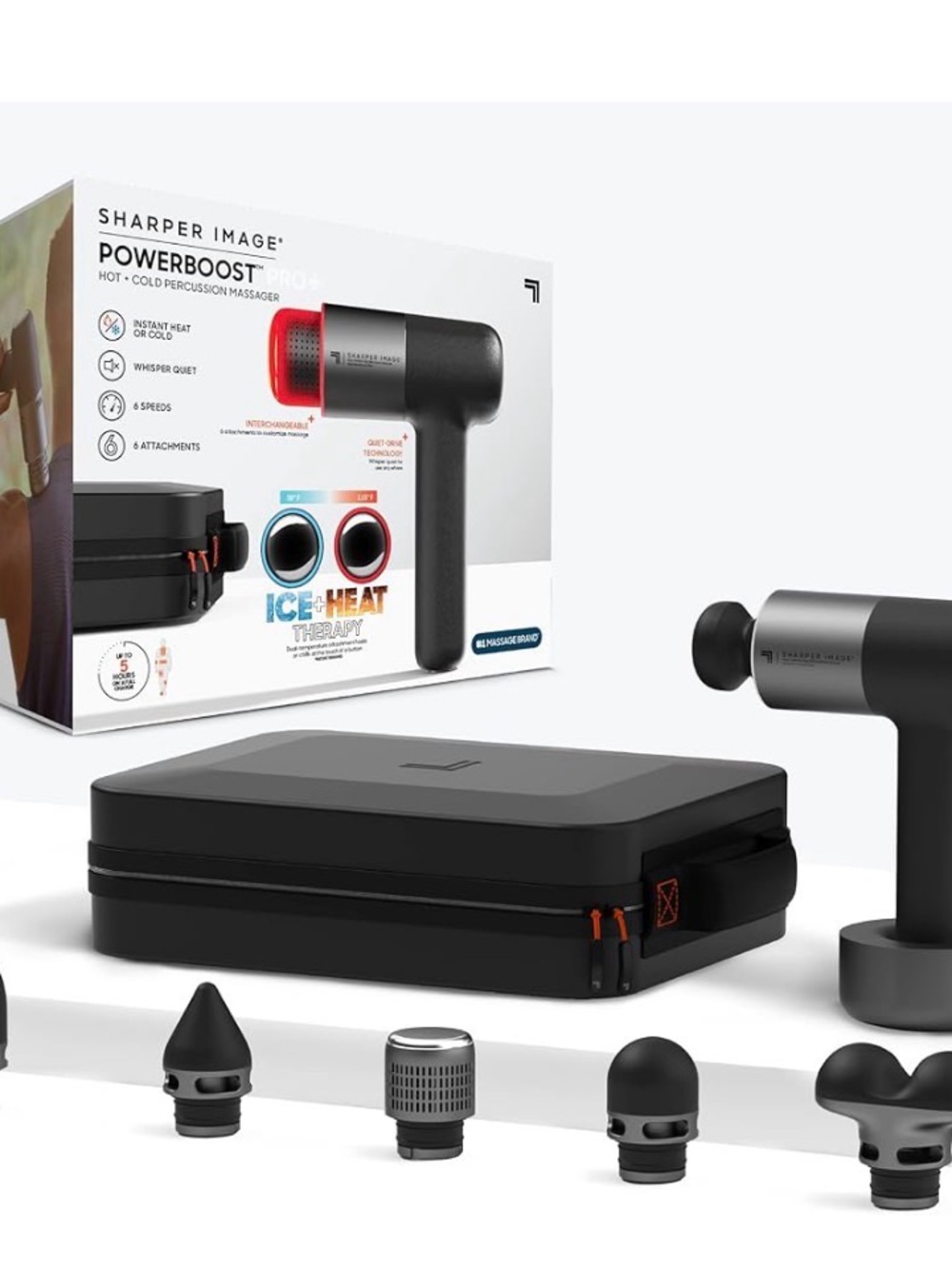 Sharper Image Percussion Massager in Black and Silver with Red Accent